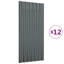 Ensemble de 12 panneaux de toiture ondulés en acier galvanisé anthracite 31,5 po x 14,2 po, style contemporain-130018740