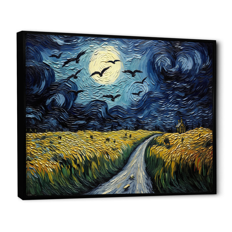 «Vangogh Cornfield with Crows», encadré sur toile par Vincent Van Gogh, peinture, H 24 po x l 32 po x P 1 po