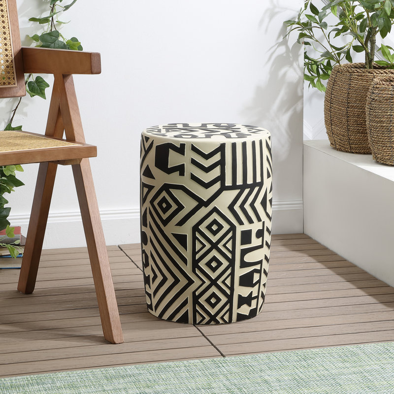 Tabouret de jardin 17,75 po Rafi, Noir/crème