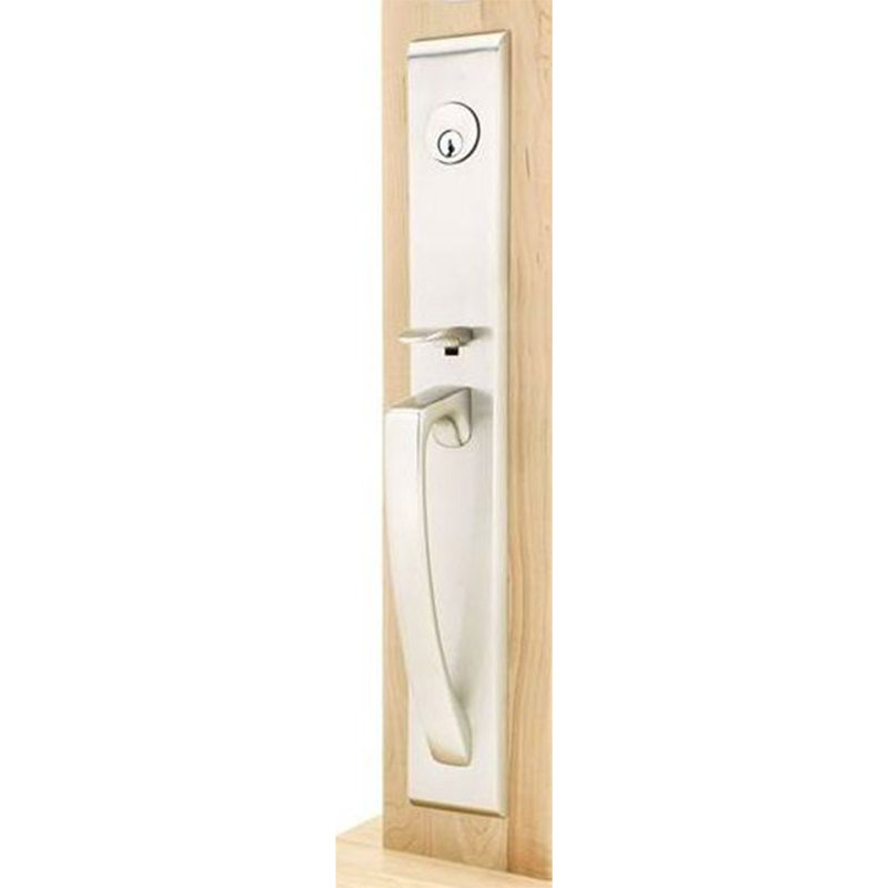 Emtek Orion Full Length Double Cylinder Tubular Entryset, Wembley Lever, Satin Nickel, Left Handed