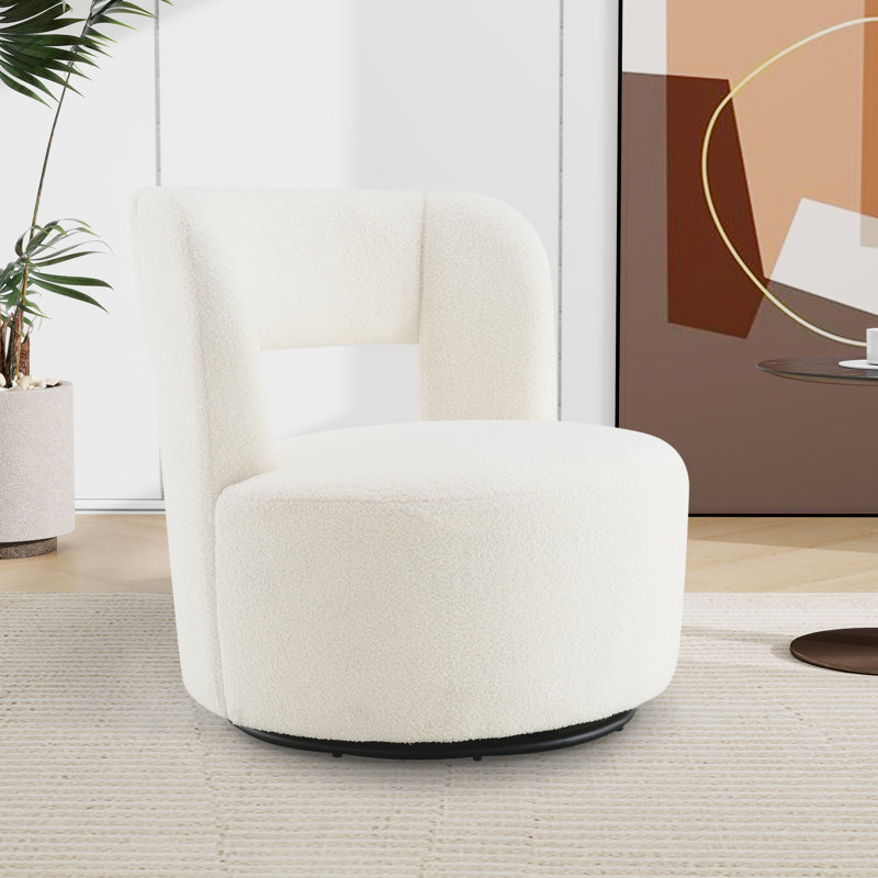 Fauteuil demi-tonneau pivotant d'appoint l 27,9 po, Polyester crème