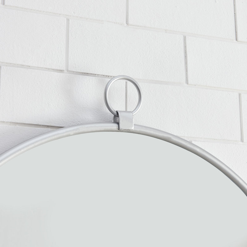 Silver Round Metal Bathroom Vanity Wall Mirror