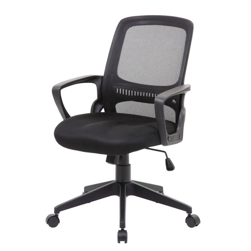 Rolling Task Chair, Black Mesh, Tilt Tension And Spring Tilt, Loop Arms