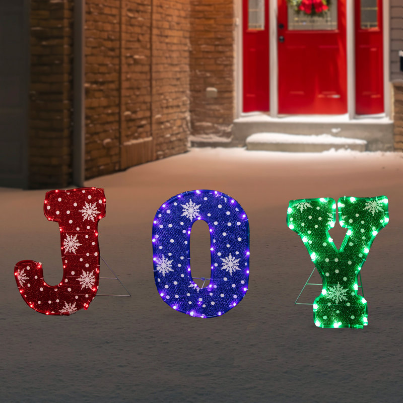 Décoration de Noël d'extérieur 14 po à DEL de couleur traditionnelle «Joy»
