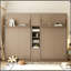 Dual Twin size Wall Murphy Beds with Cabinets and Shelves-302043821