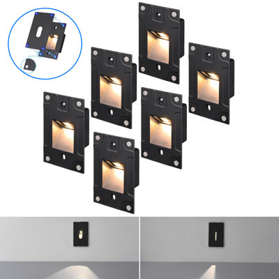 Éclairage vertical DEL pour escalier, 3 W (équivalent 25 W), 5 CCT, à intensité variable et antiéblouissement, 120 V, certifié ETL, usage intérieur, plaque frontale magnétique, aluminium, noir.