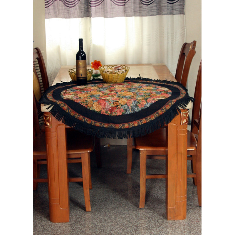 Tache Country Rustic Floral Black Midnight Awakening Tablecloth, 35" L x 35" W