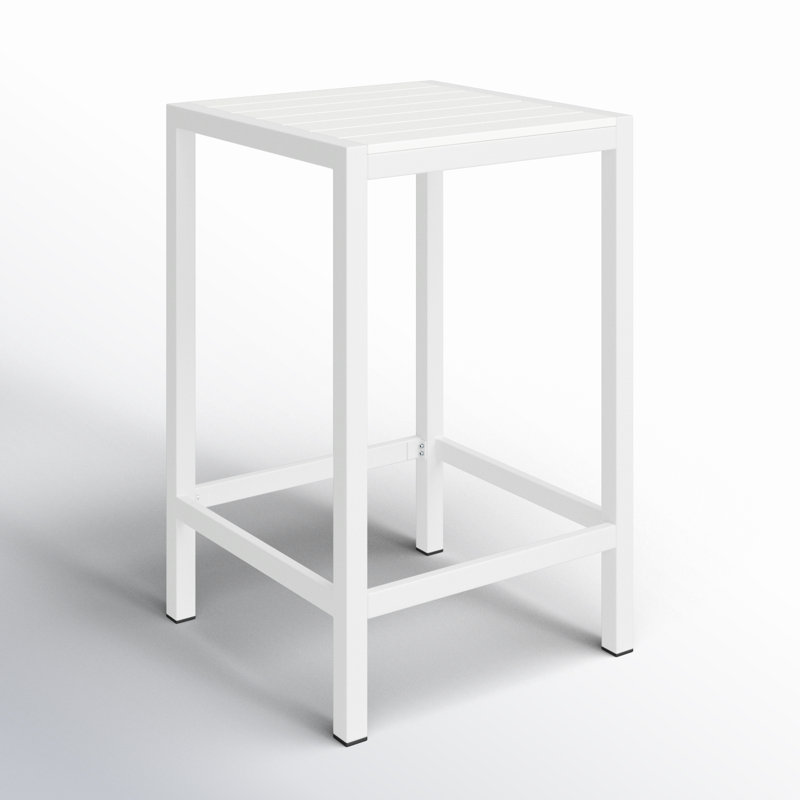 Betty Outdoor Bar Table for 4 – Modern White Patio Pub Table with Powder-Coated Aluminum Frame & Poly Resin Slat Top – Contemporary Balcony, Poolside & Outdoor Dining Table - White Bar Table