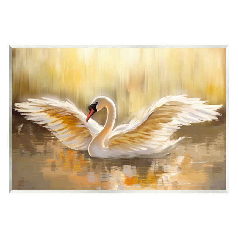 "Stanell Industries Swan Wings", art de l'étang sur la faune par Ziwei Li-au-871, H 13 po x l 19 po x P 0,5 po