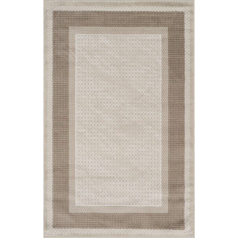 Whitney Beige & Brown Geometric High-Low Modern Rug, 10'0" x 14'0", Beige/Brown