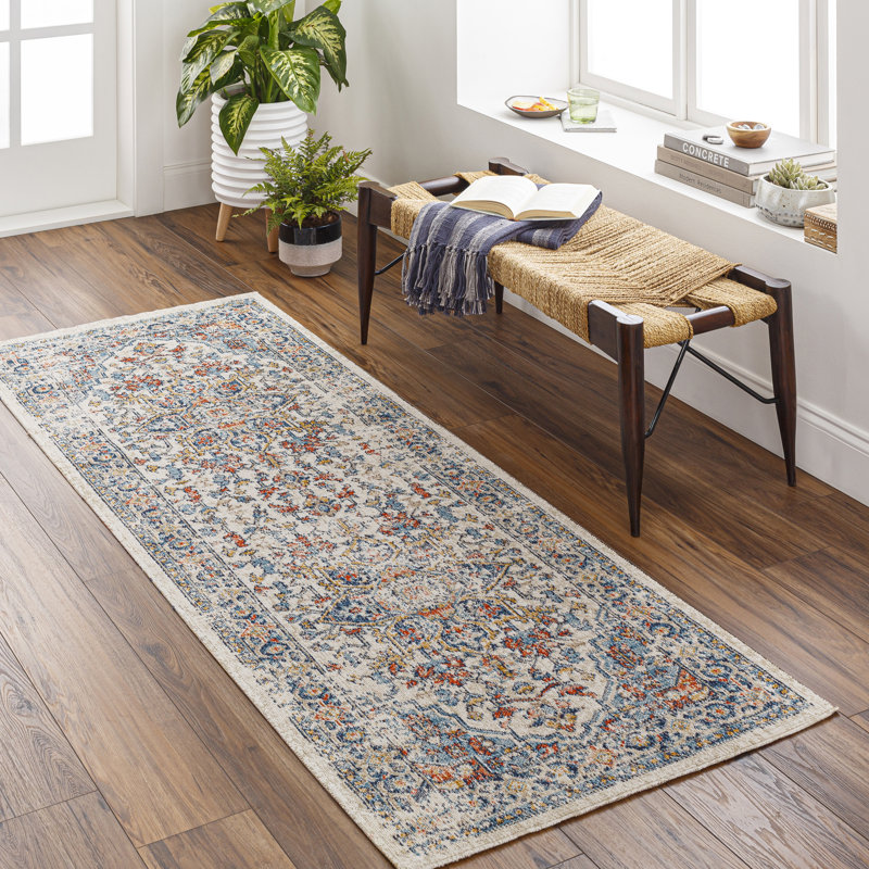 Tapis intérieur / extérieur en polyester tissé à la machine Diogo, Tapis de couloir 2 pi 7 po x 7 pi 3 po