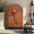 Orange low-legged storage cabinet