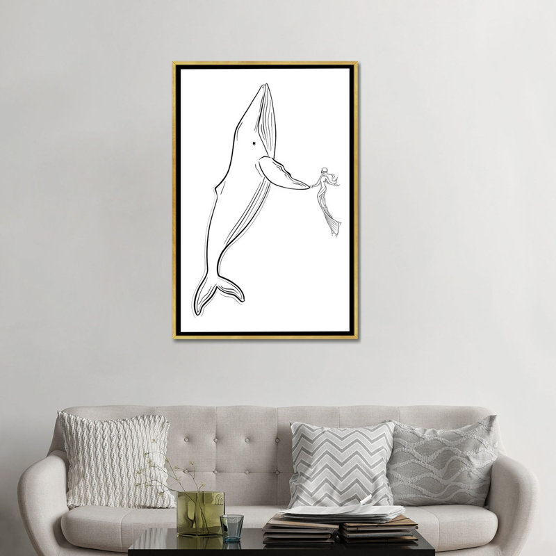 " Save The Whales " by Sabina Fenn, Aucun mat, Toile encadrée d'or, H 48 po x l 32 po x P 1,5 po