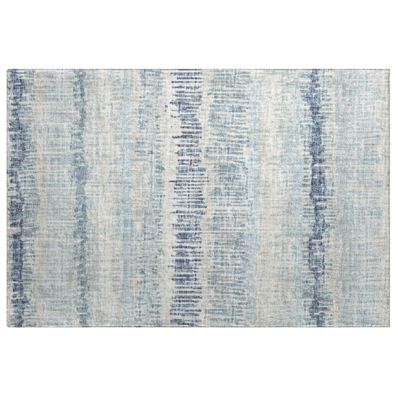 Premium Machine Washable Dream Shag Loops and Lines Rug, Blue, 2'6" x 3'10"