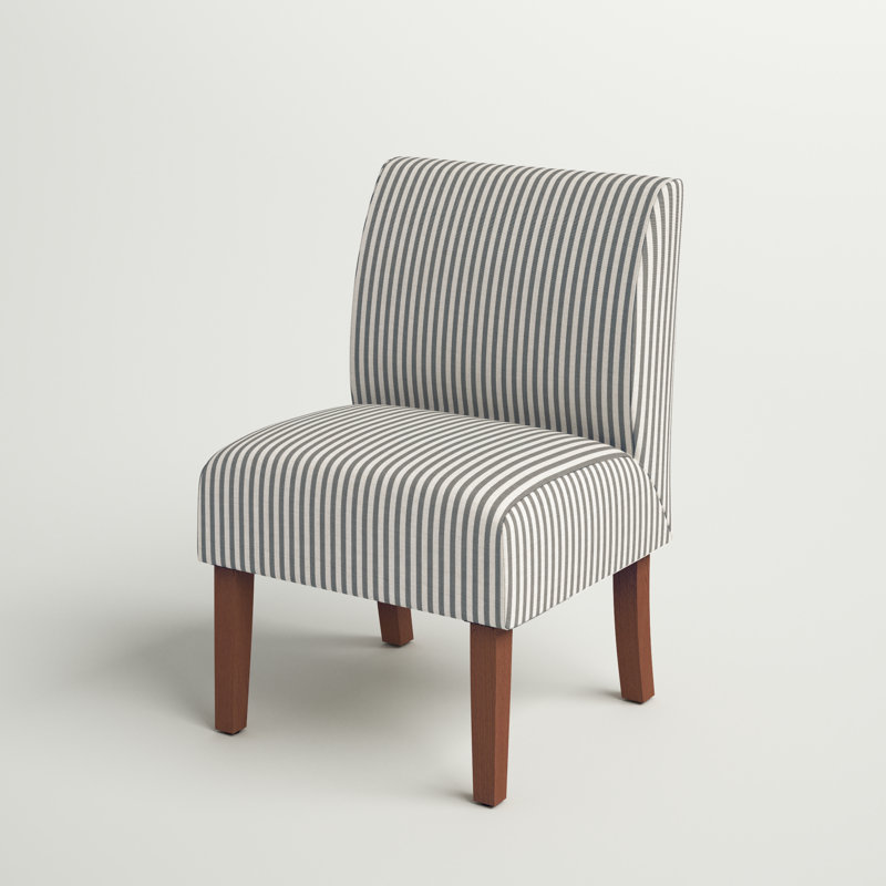 Daleyza Upholstered Slipper Chair, Gray Narrow Striped Polyester