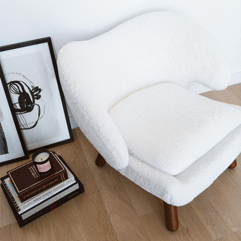 Chaise Sherpa - Nuage blanc / noyer
