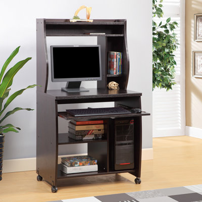 Utility Cart With Shelves And Spice Rack, Mobile On Locking Castors, Tinted Surface, Ideal For Coffee Machine Computer Peripherals Storage, Gliding Utensil Tray, Particle Board+ As Material, 28.95
