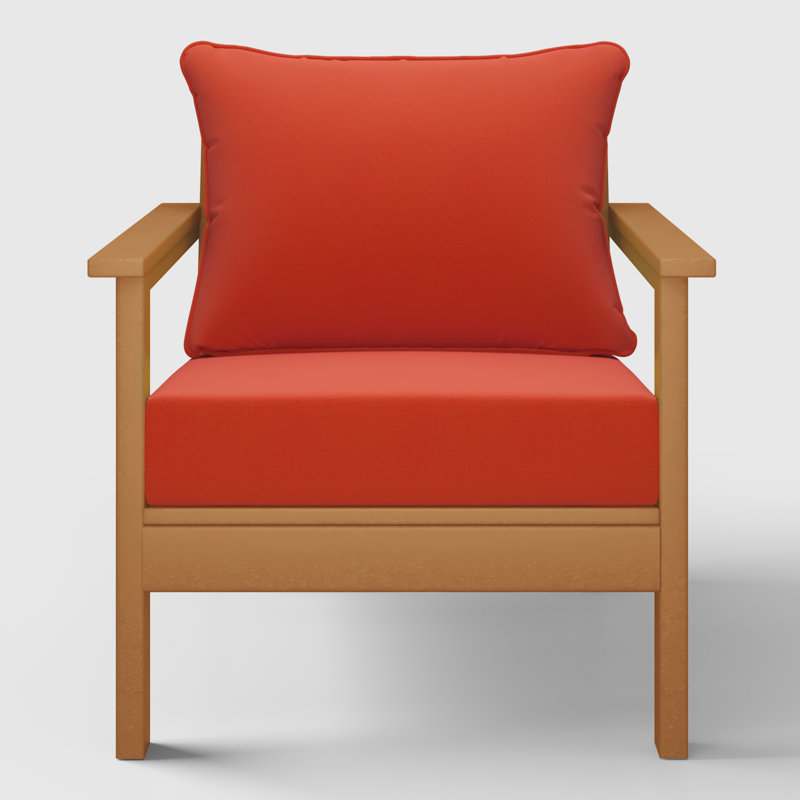 Chaise profonde avec coussins (ensemble de 2), Orange, Teck