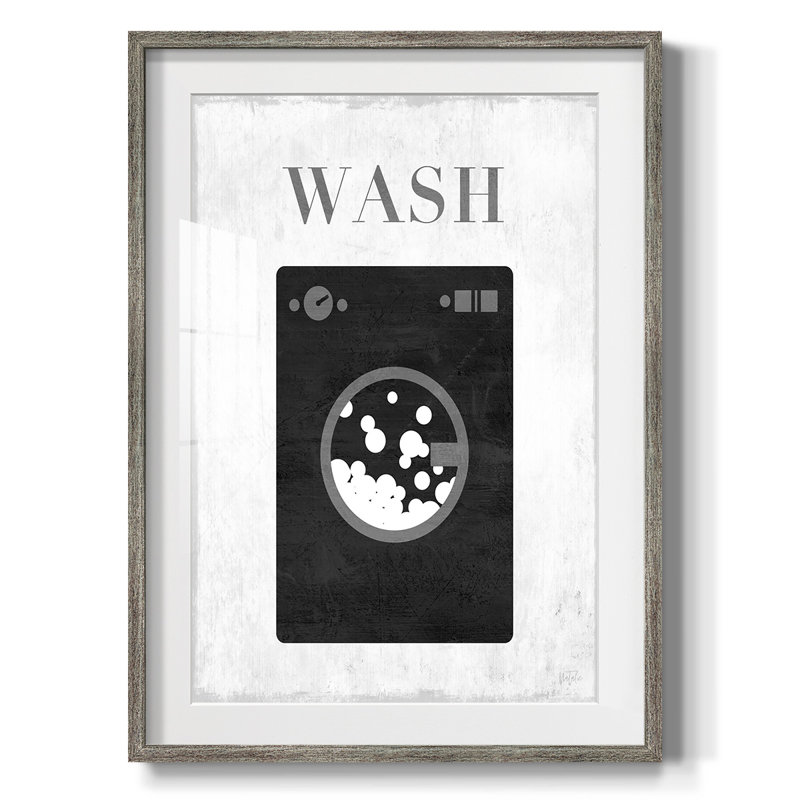 " Wash ", Distressed Silver Framed Paper, White