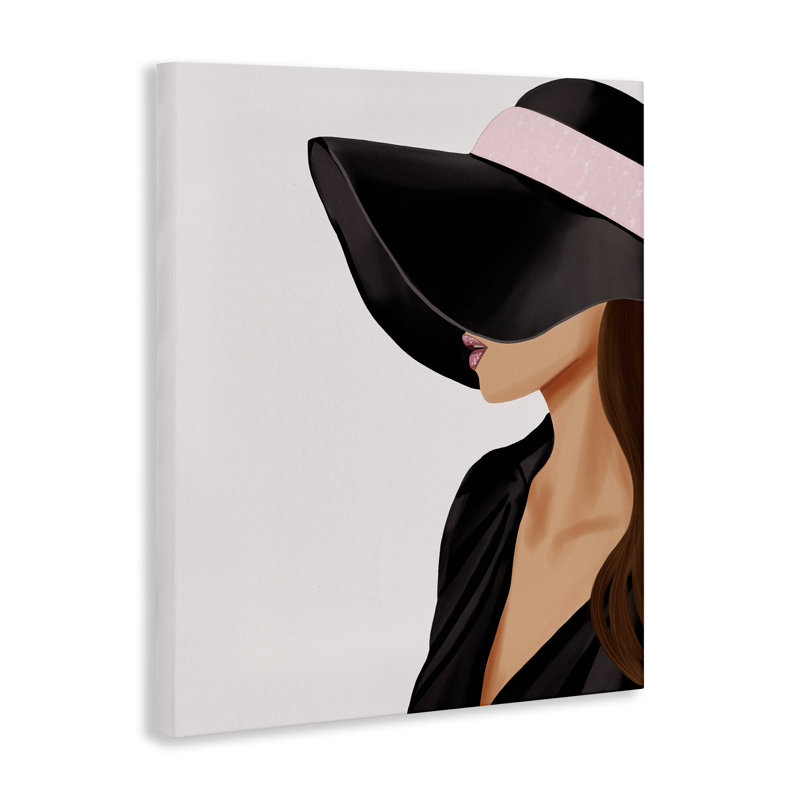 Art mural sur toile avec grand chapeau ombré par Saba Rauf, H 48 po x l 36 po