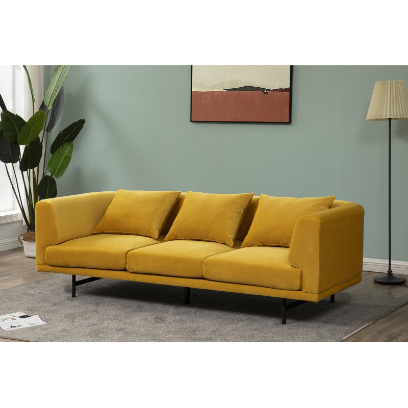 Joscelynn 90.2'' Velvet Sofa, Mustard Velvet