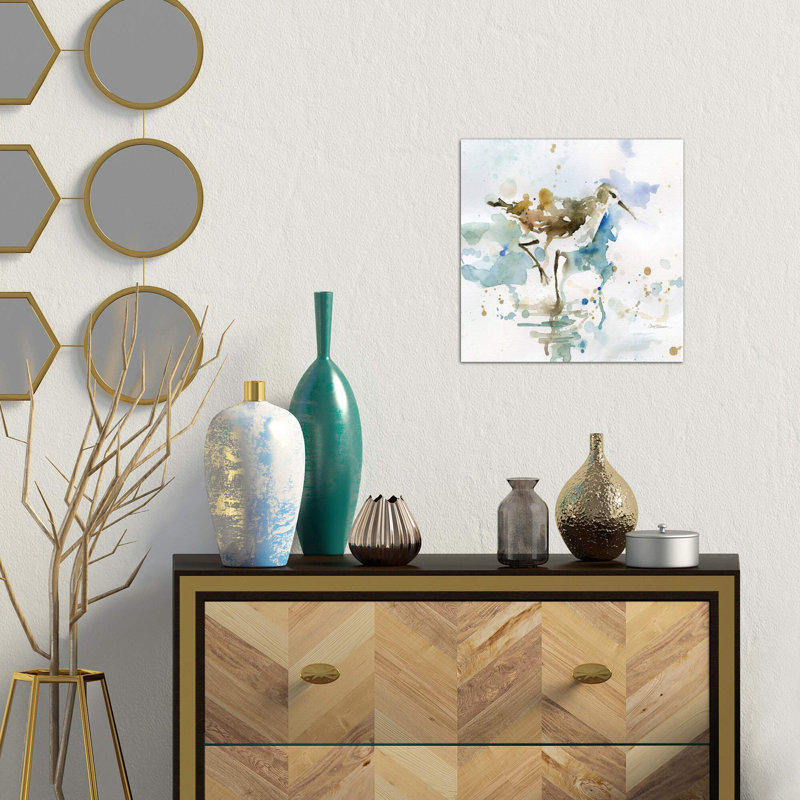 Malibu Sand Piper by Carol Robinson - Painting, No Frame, 66.04 cm H x 66.04 cm W x 3.175 cm D
