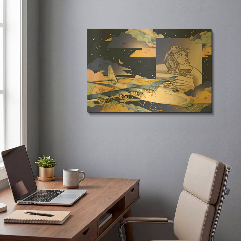 «Spruce Goose» par David Chestnutt, art mural en métal doré, 24 po x 16 po, 24 po x 16 po
