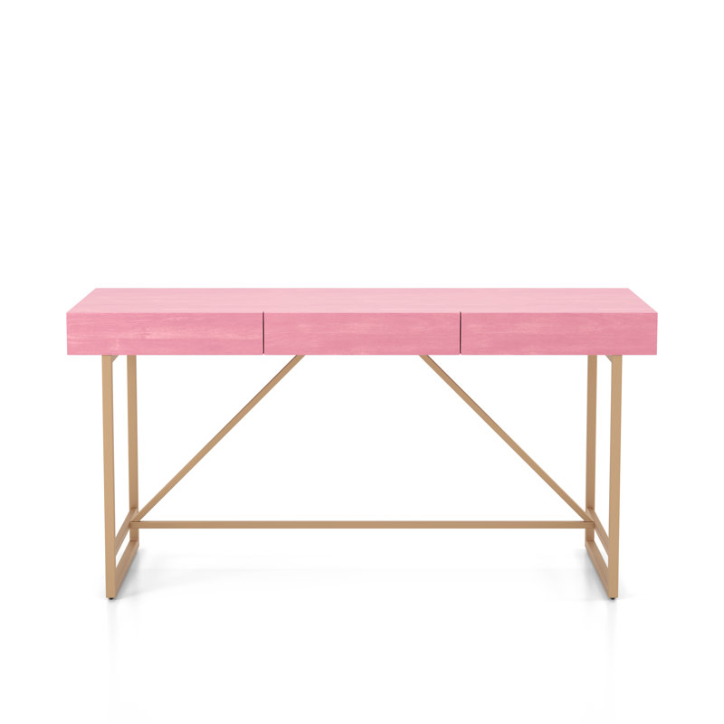 Rania Metal Base Writing Desk, Antique Pink