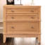 Meuble d'entrée avec 3 tablettes, en bois massif, naturel, pratique avec rangement, table de salon, espace caché en feutre naturel
