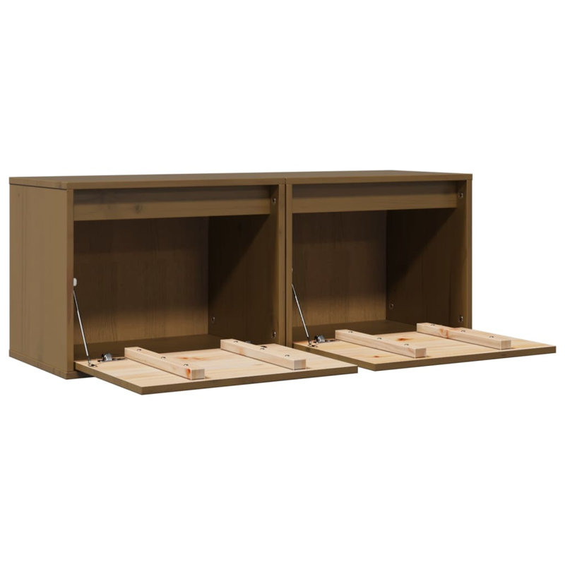 Gesell Pine Solid Wood Floating Shelf, 35cm H x 45cm W x 30cm D, Dark Brown