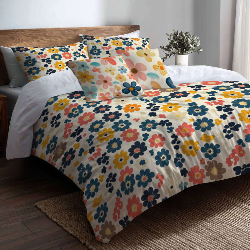Ensemble de housse de couette en patchwork 5 pièces - Ensemble de coussins décoratifs d'été