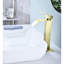 Robinet de meuble-lavabo en or brossé, bec cascade simple, acier inoxydable, robinet à poignée simple style choix en or, accessoire pratique-127300329