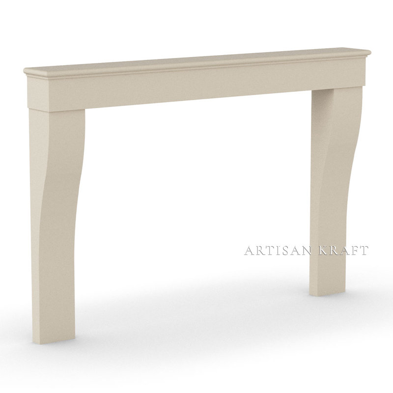 Petite French Cast Stone Fireplace Surround with Beveled Hearth, 7.75" x 66" x 47", Earth