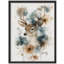 Cerf et fleurs, reproduction d'art encadrée à l'aquarelle, thème de la faune de la forêt douce dans un style de brosse douce pour chambre de bébé ou chambre rustique-112375233-112375237
