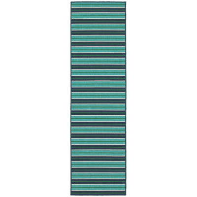 Deltana Machine Woven Striped Indoor / Outdoor Rug