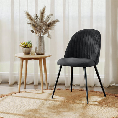 Ensemble de 4 chaises de salle à manger modernes pour le salon, noir