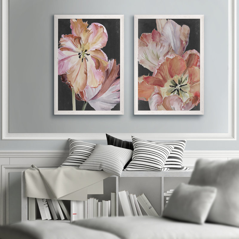 « pastel perroquet tulipes i » par vincent van gogh-2 pièces, ensemble de 2 reproductions d’art sur image, Pas de tapis