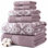 Ensemble de serviettes en jacquard réversible teint en fil 6 pièces Charlize Modern - 100% coton