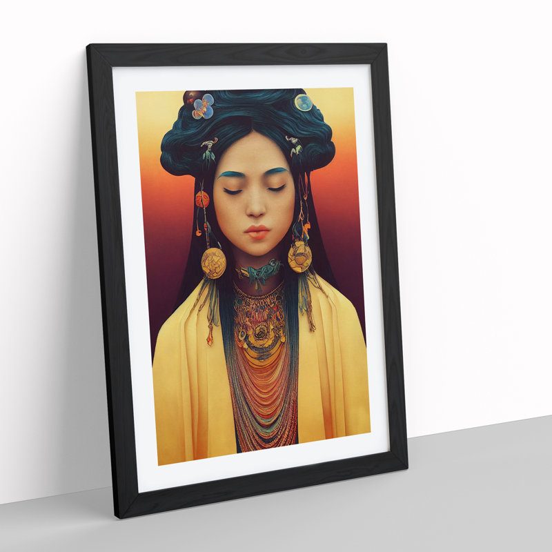 The Beautiful Woman - Single Picture Frame Print, 64cm H x 46cm W x 2cm D, Black Framed