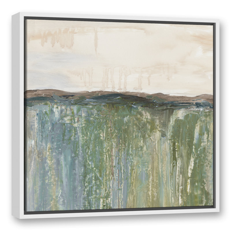 Champ d'herbe abstrait - peinture sur toile, Toile à cadre flottant blanc, H 25,75 po x l 25,75 po x P 1,75 po