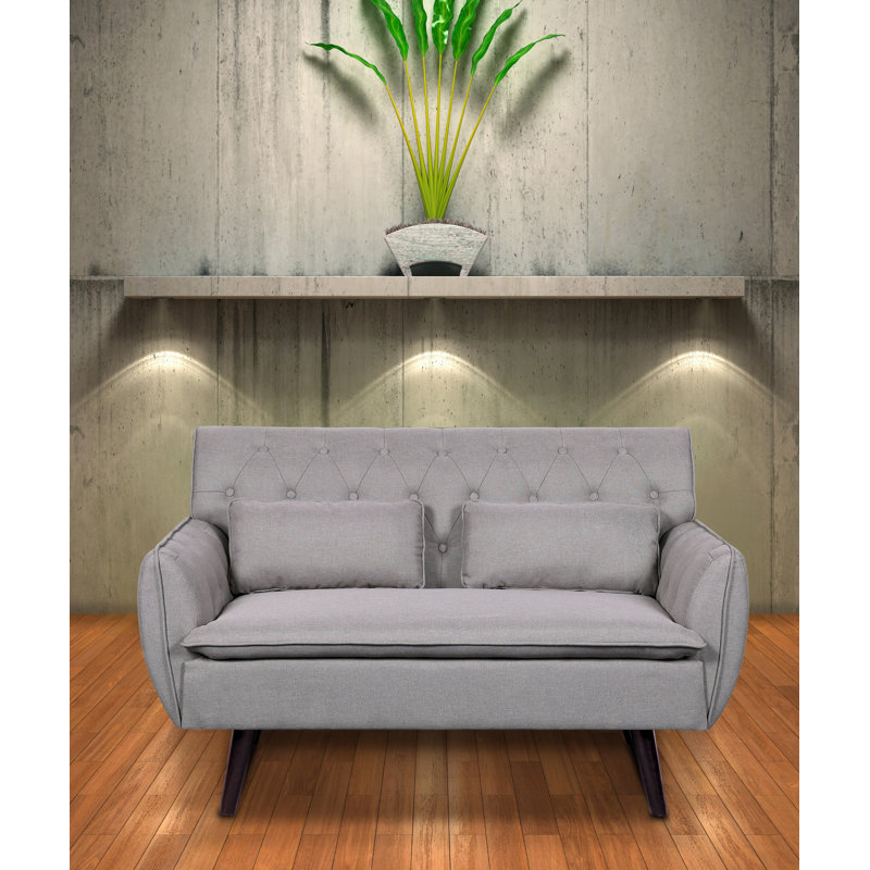 Nicolasa 53.2" Linen Round Arm Loveseat, Light Brown
