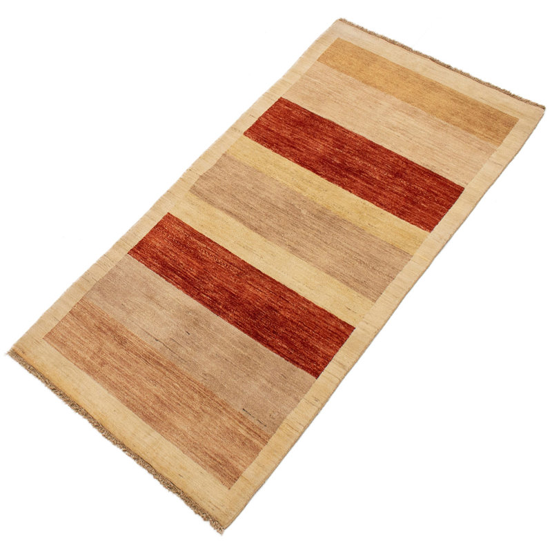 Tapis de la zone en laine rouge/crème 3 pi 3 po x 6 pi 9 po one-of-kind à la main-noué la 2010 Fatimah