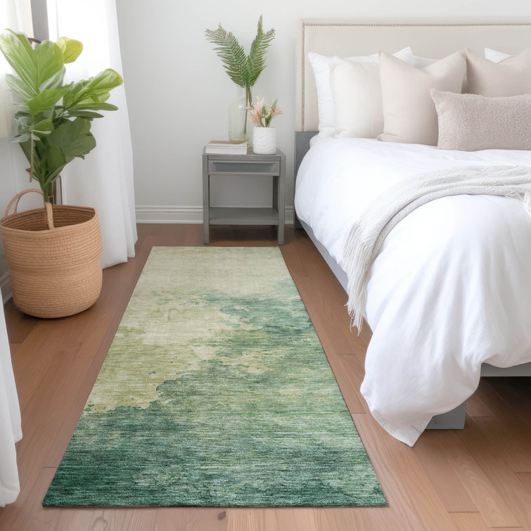 Machine Washable Indoor/Outdoor Cicel ACN1138 Green Rug