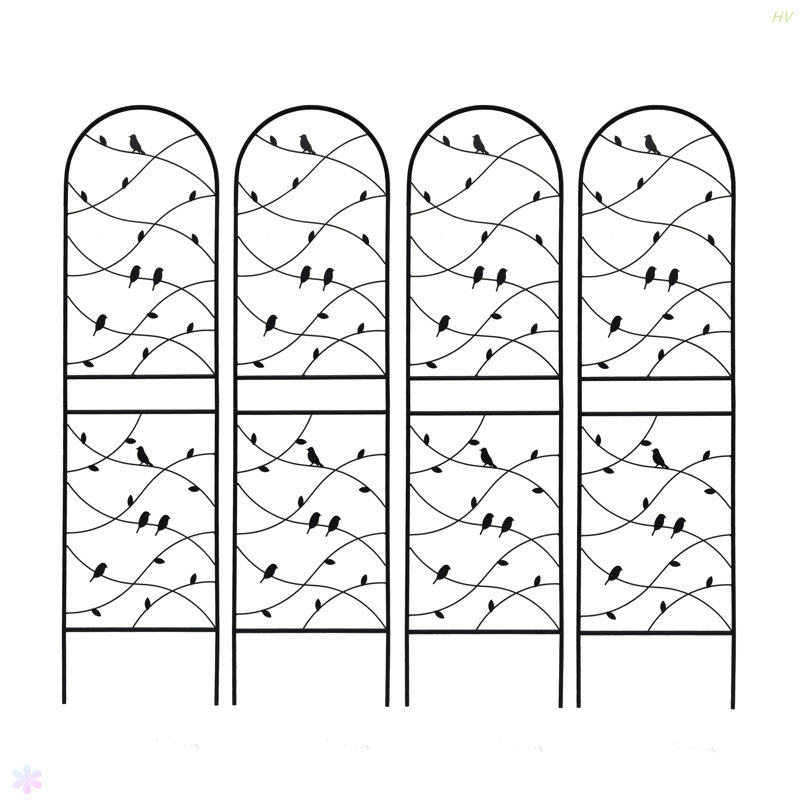 Ensemble de 4 treillis de jardin en métal antirouille de 19,7 po pour plantes grimpantes déco pour oiseaux