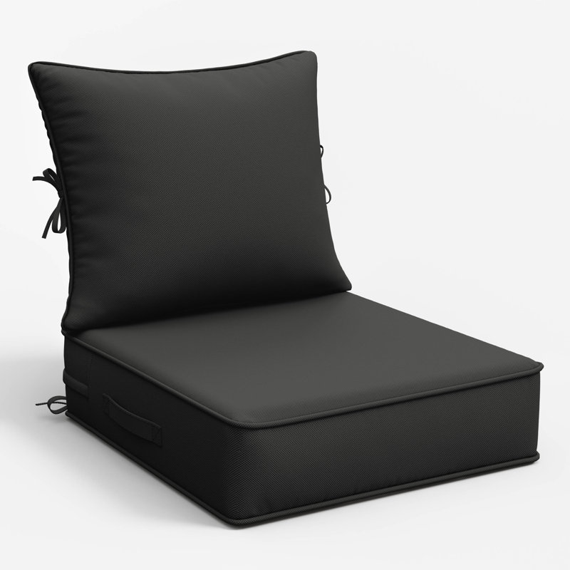 Ensemble de coussins de siège d'extérieur Wynee, 5", Noir, noir, noir, noir, 24" W x 24" D