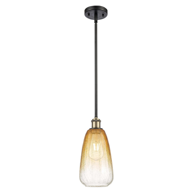 Mini-luminaire suspendu à tige 6 po 1 lumière Ballston - Laken, Ambre, Laiton antique noir