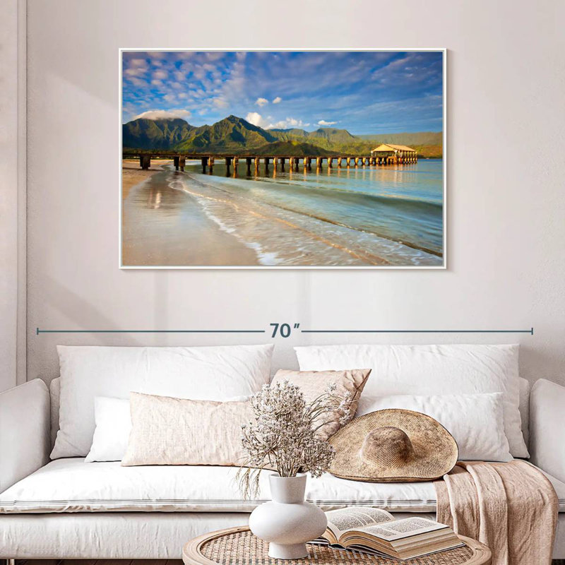 Quai Hanalei Bay, Cadre flottant blanc, 46 po x 31 po