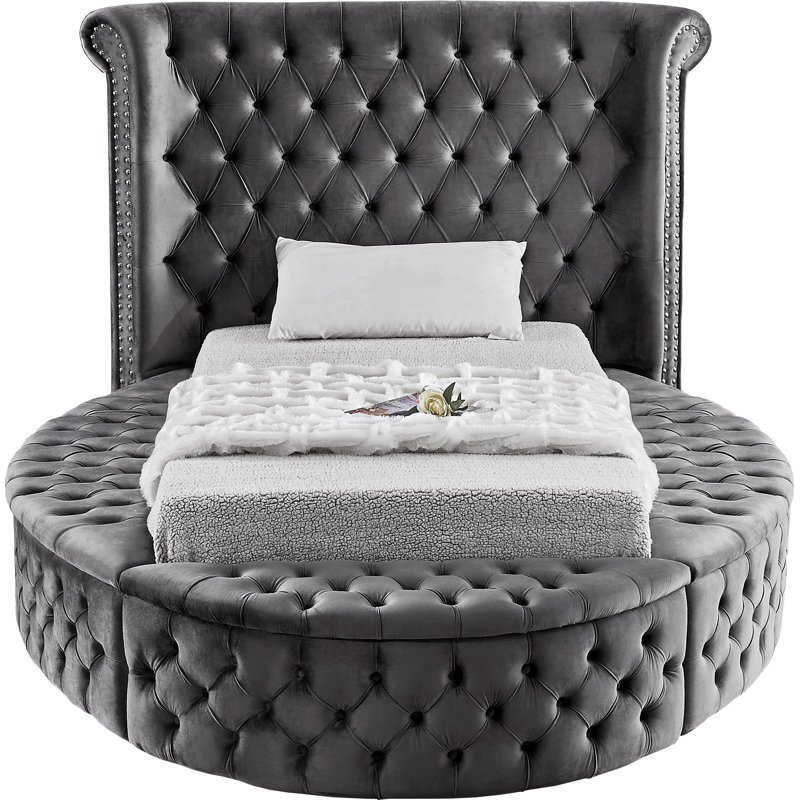 Dorgan Upholstered Wingback Bed, Twin, Grey Velvet