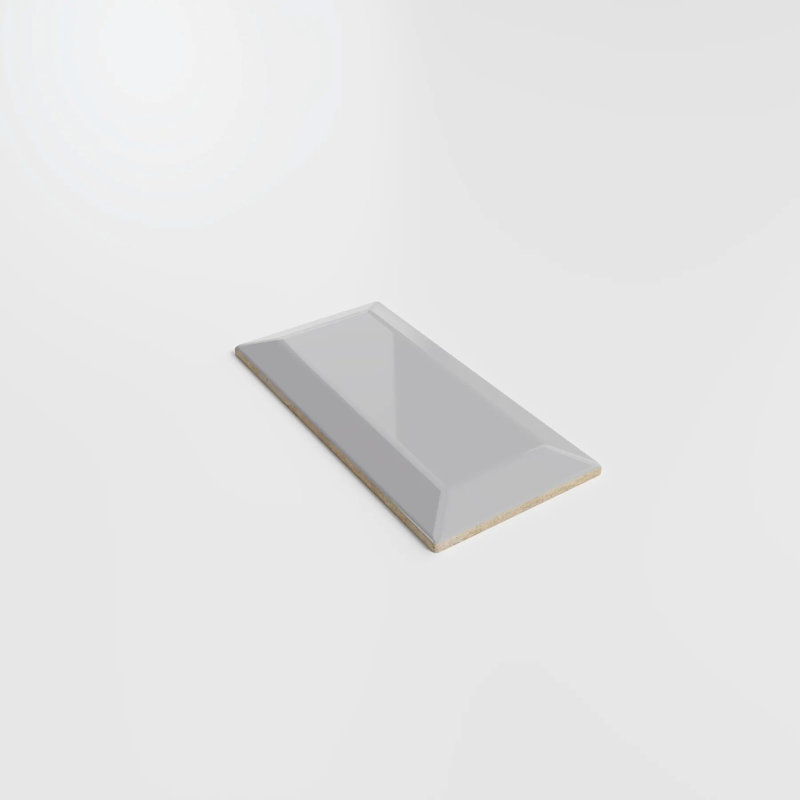 CC Textures 3x6 Beveled Gray Glossy Ceramic Wall Tile , Gray
