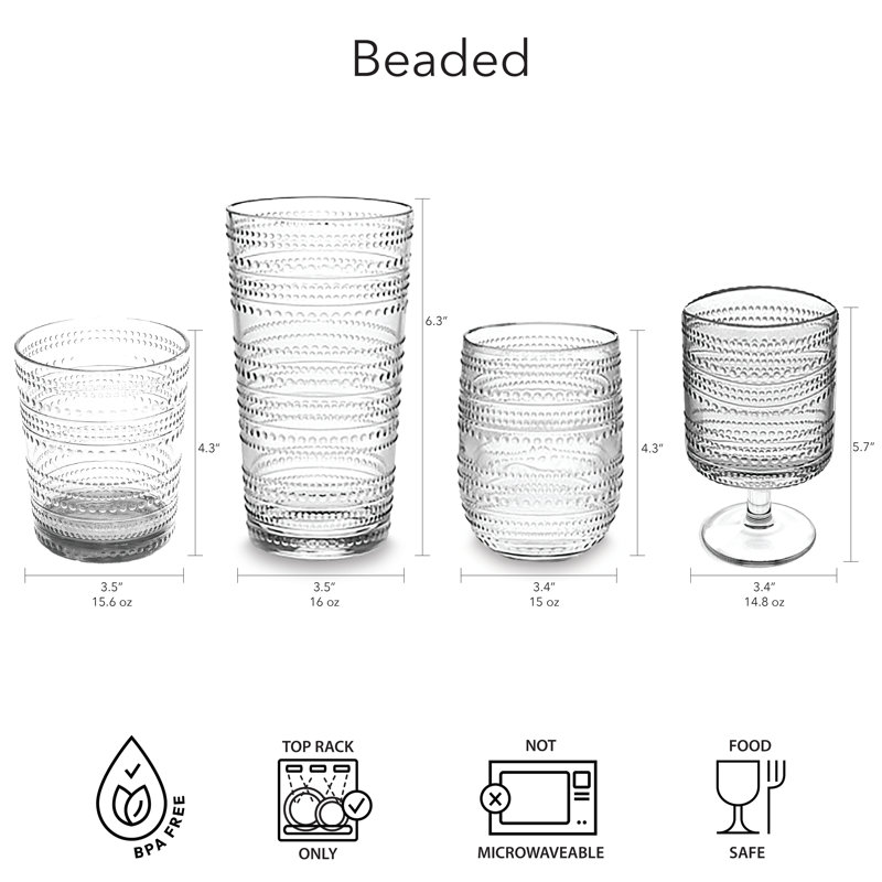 Adalet 426 ml Acrylic Drinking Glass Set, Green